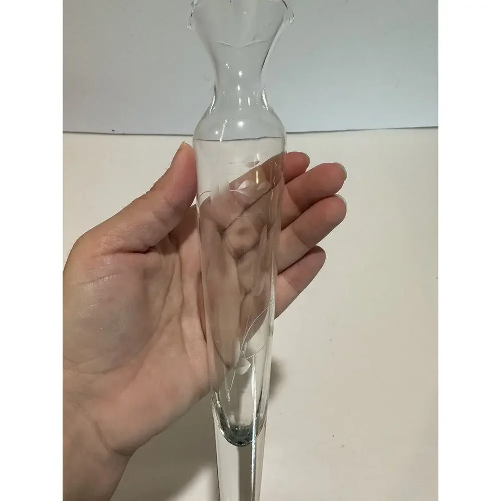 Princess House handblown handcut glass Crystal Heritage Vase footed‎ Vase etched